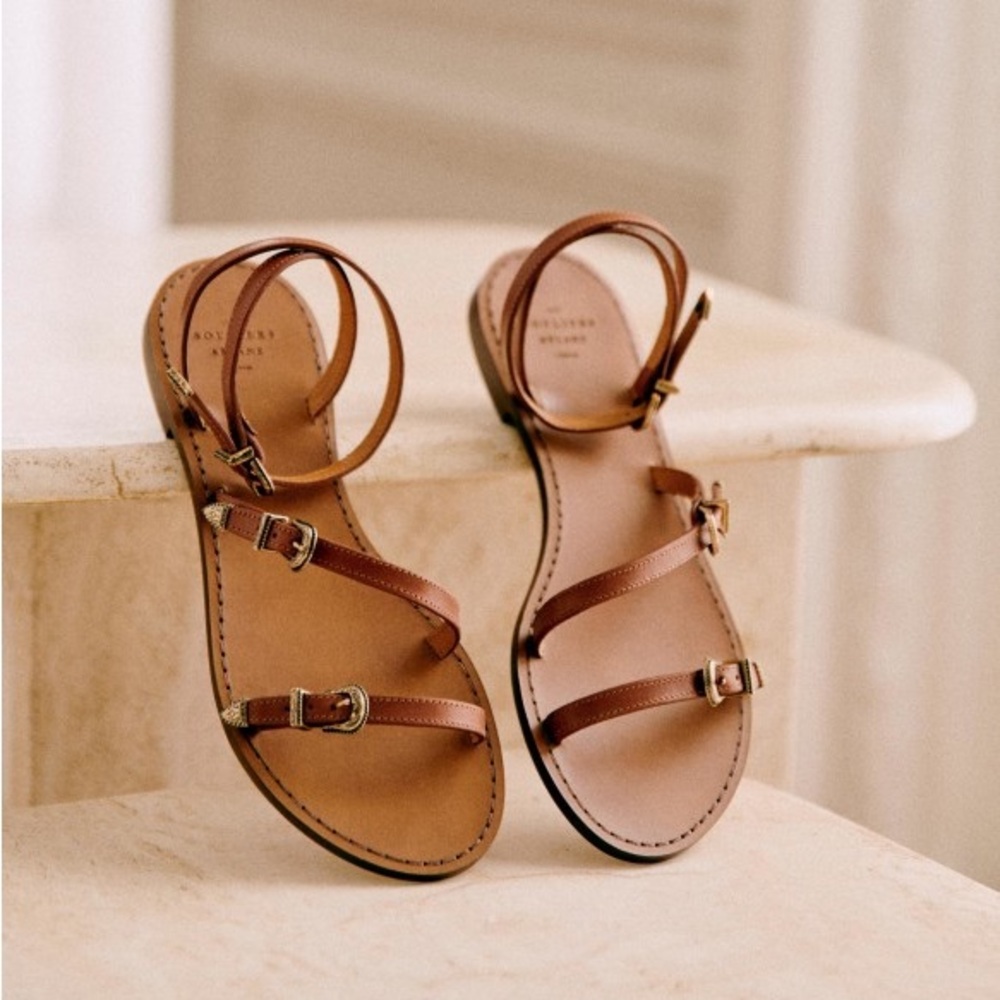 Sezane Tan Leather Sandals